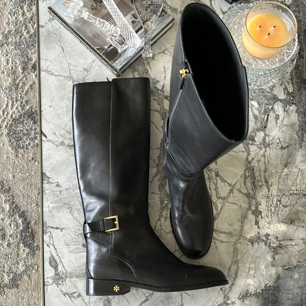 Tory Burch black leather riding boots never worn originally $498 brand new